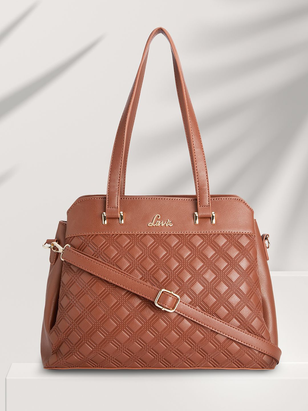 

Lavie Kahlo Women Tan Brown Textured Large 3 Compartment Satchel Handbag