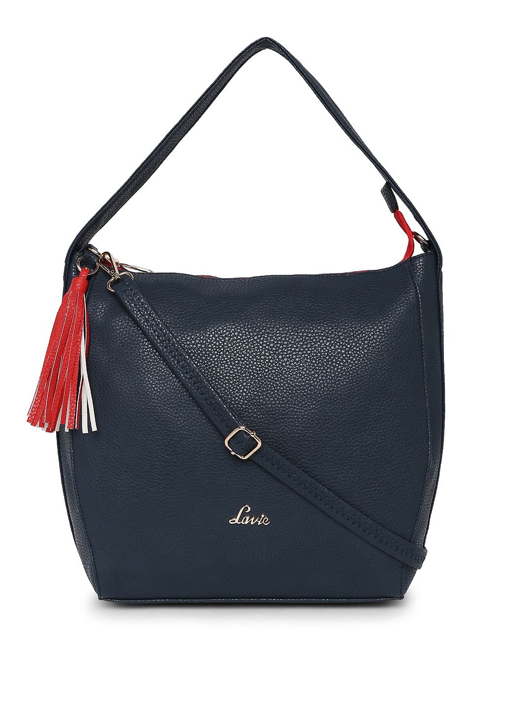 

Lavie Navy Blue Solid Hobo Bag