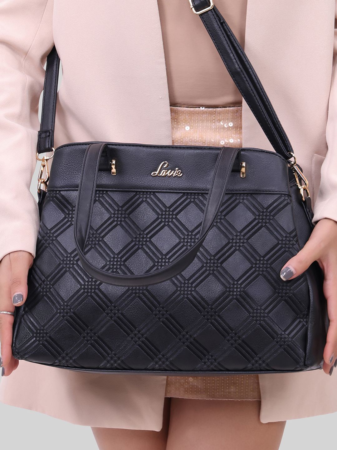 

Lavie Kahlo Women Black Large 3 Compartment Satchel Handbag