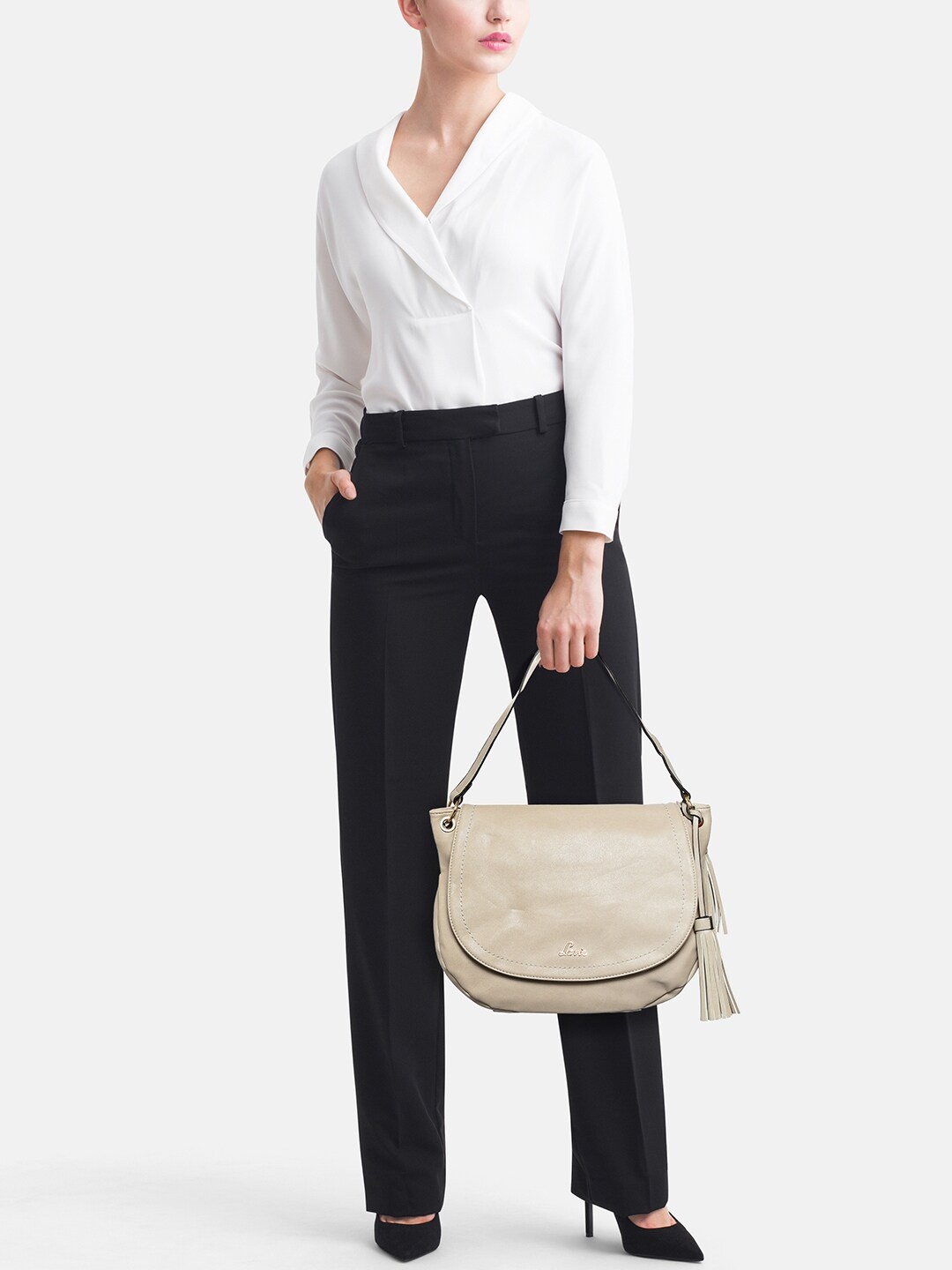 

Lavie Beige Solid Shoulder Bag