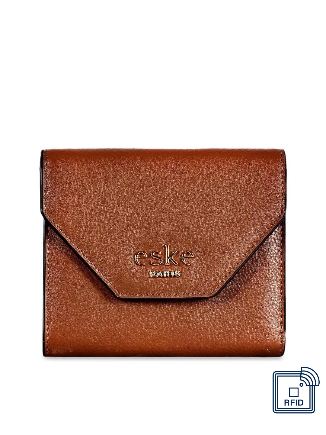 

Eske Women Brown Solid Leather Three Fold Wallet