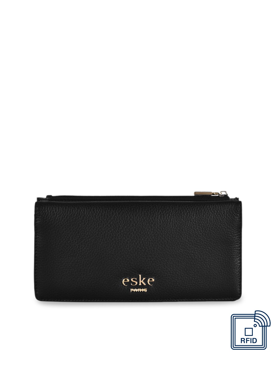 

Eske Men Black Solid Two Fold Leather Wallet