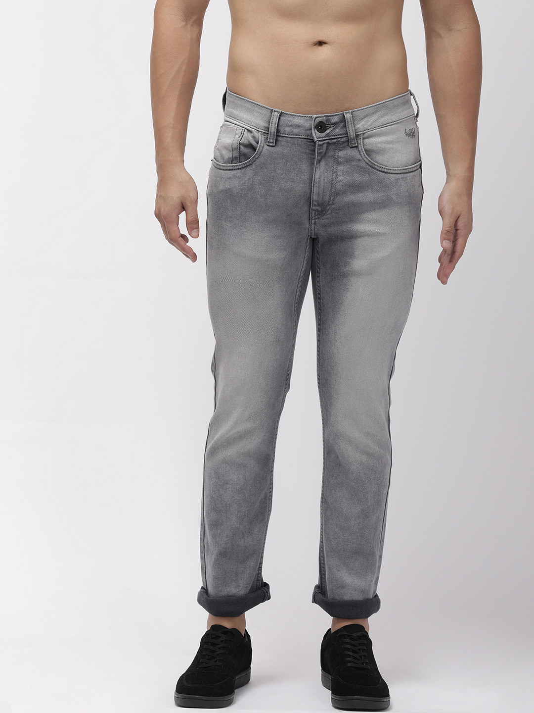 

Flying Machine Men Grey Michael Slim Tapered Fit Mid-Rise Clean Look Stretchable Jeans