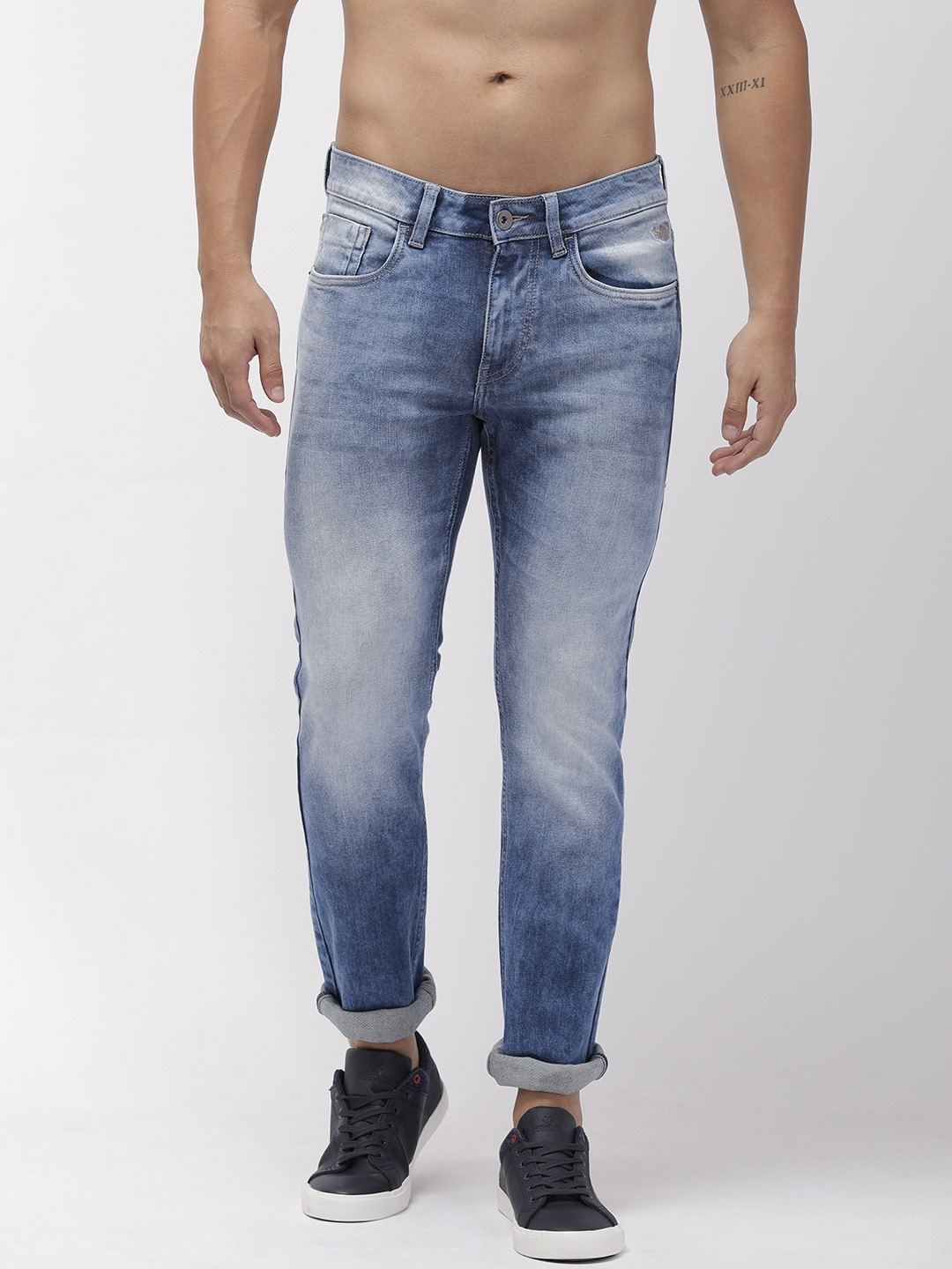 

Flying Machine Men Blue Michael Slim Tapered Fit Mid-Rise Clean Look Stretchable Jeans