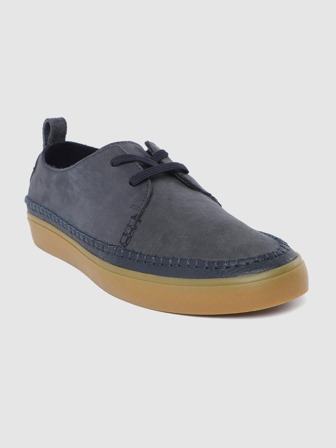 

Clarks Men Navy Blue Leather Derbys