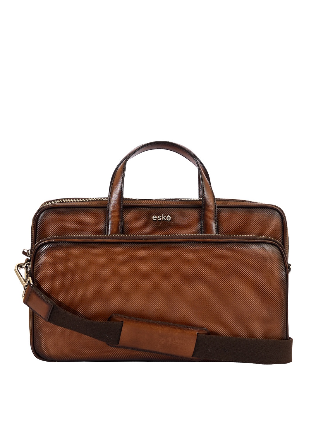 

Eske Men Tan Brown Solid Leather Laptop Bag