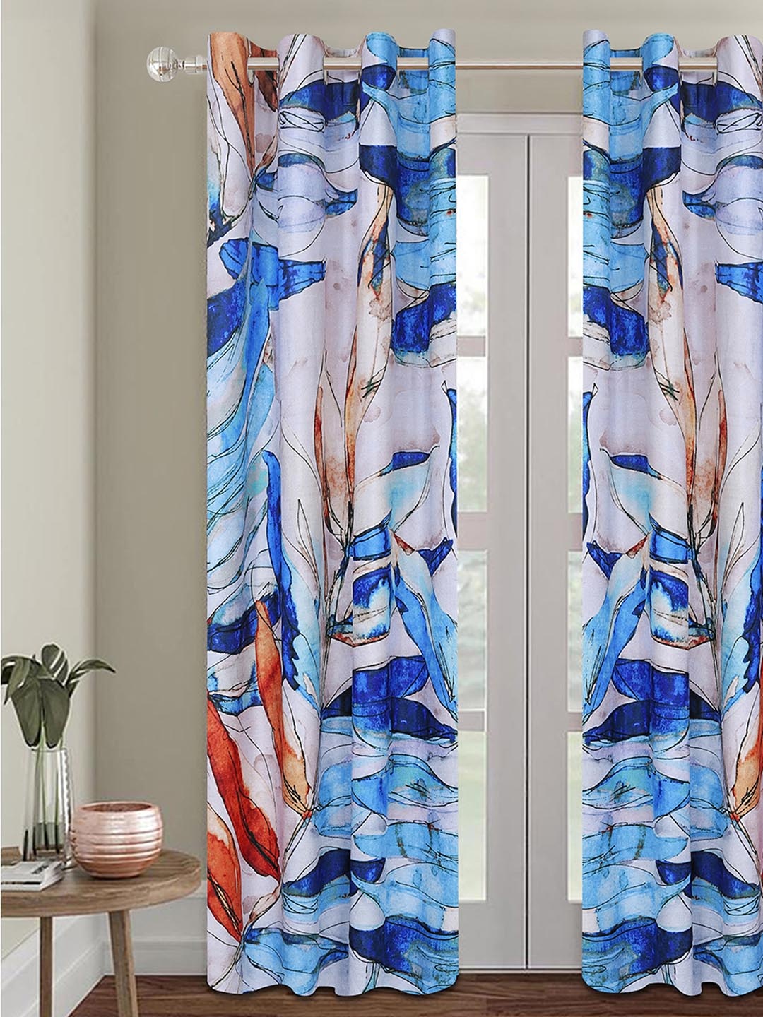 

ROMEE Printed Room Darkening Door Curtain, Blue