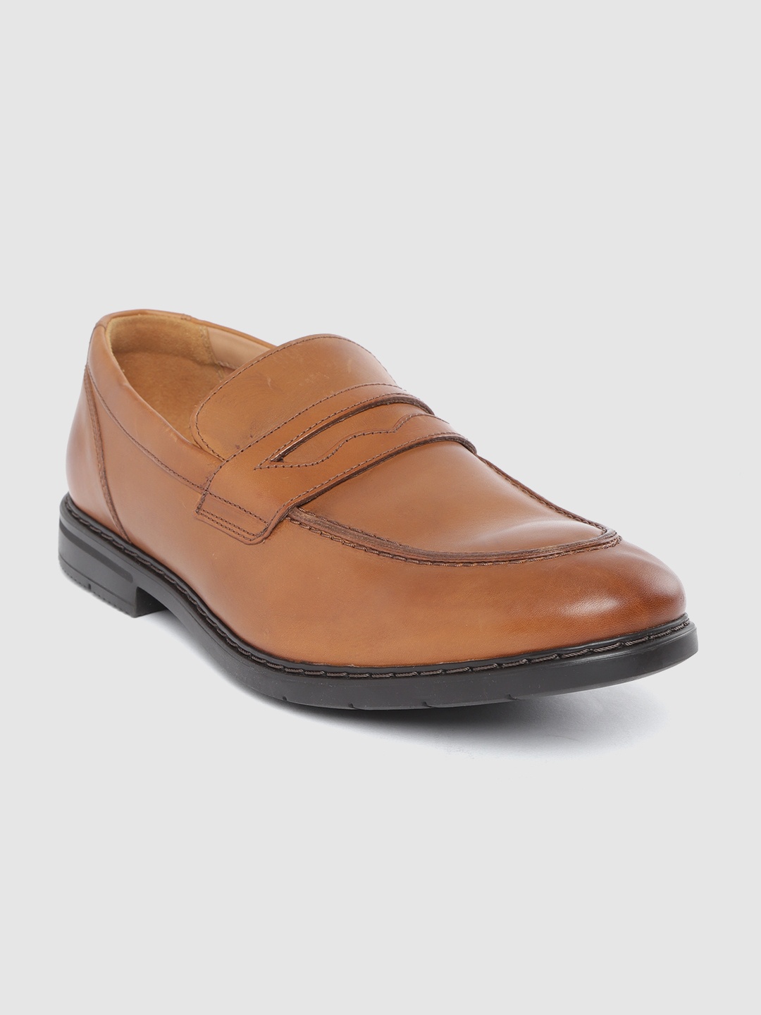 

Clarks Men Tan Brown Solid Leather Formal Slip-Ons