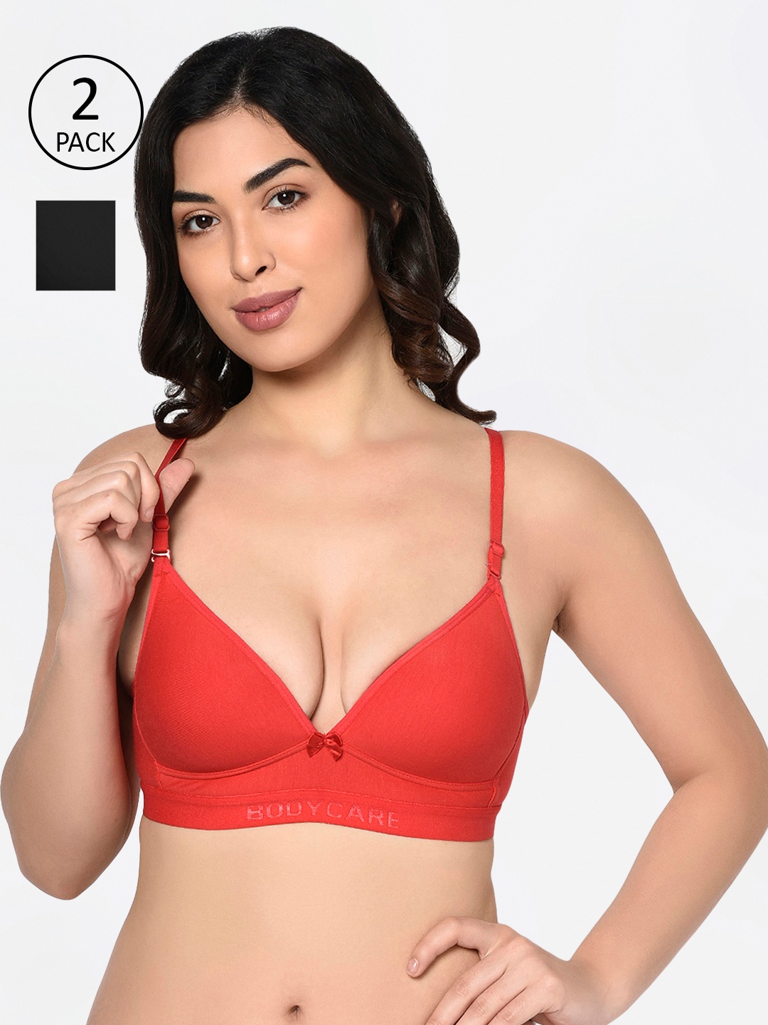 

Bodycare Pack of 2 Assorted Non-Wired Heavily Padded Sports Bra E1606-REDBLK-2PCS