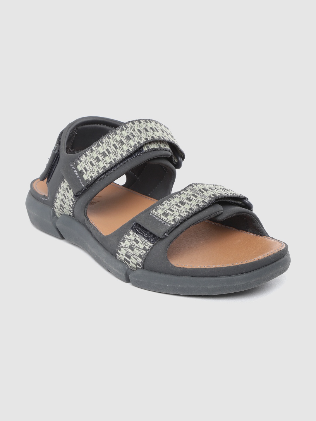 

Clarks Men Charcoal Grey & Mint Green Woven Design Sports Sandals