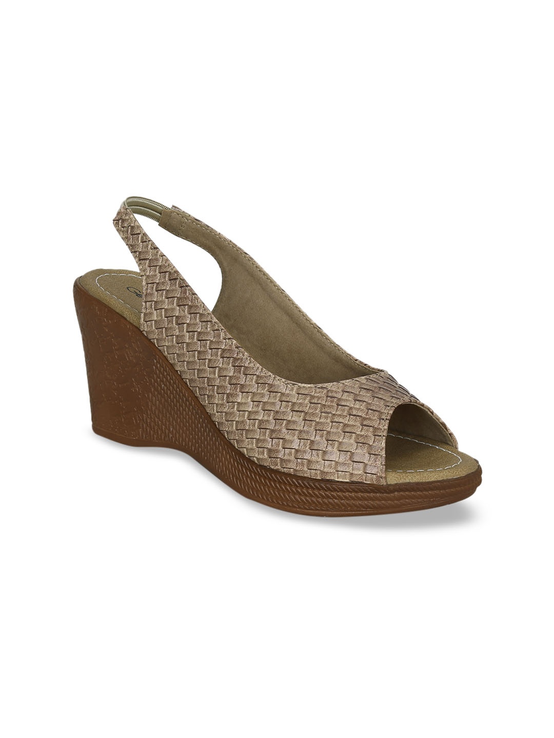 

Get Glamr Women Beige Textured Peep Toes