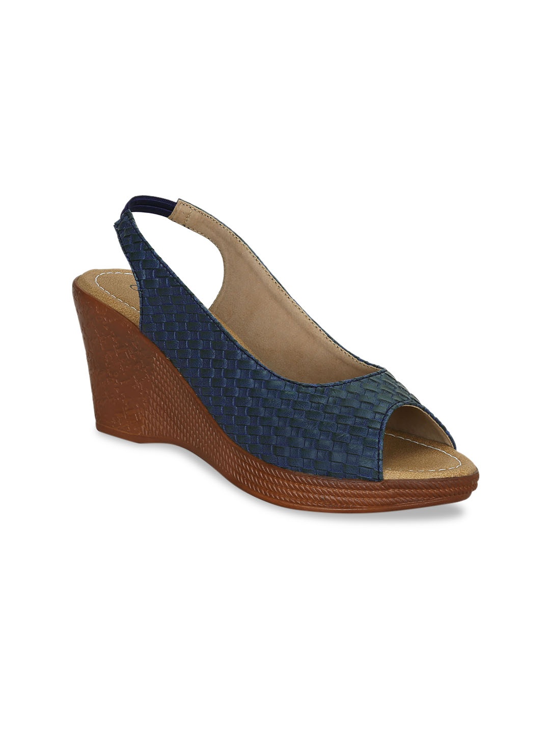 

Get Glamr Women Navy Blue Solid Peep Toes