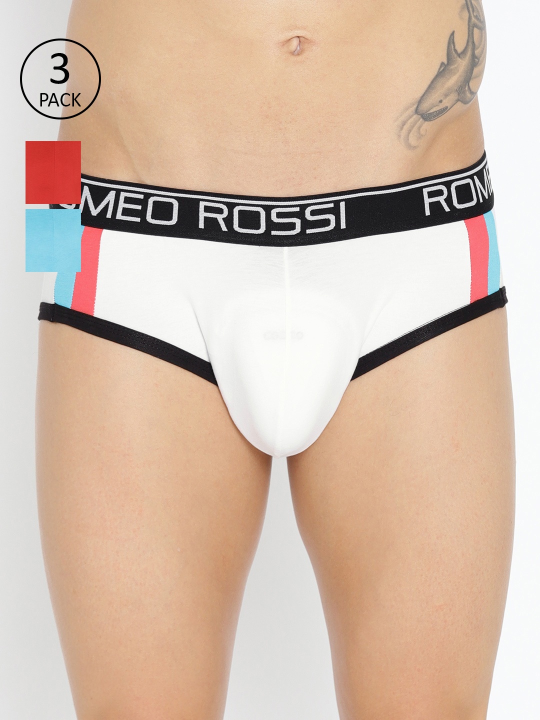 

ROMEO ROSSI Men Pack of 3 Briefs CLBSP-2001-RD-WH-FR, Red