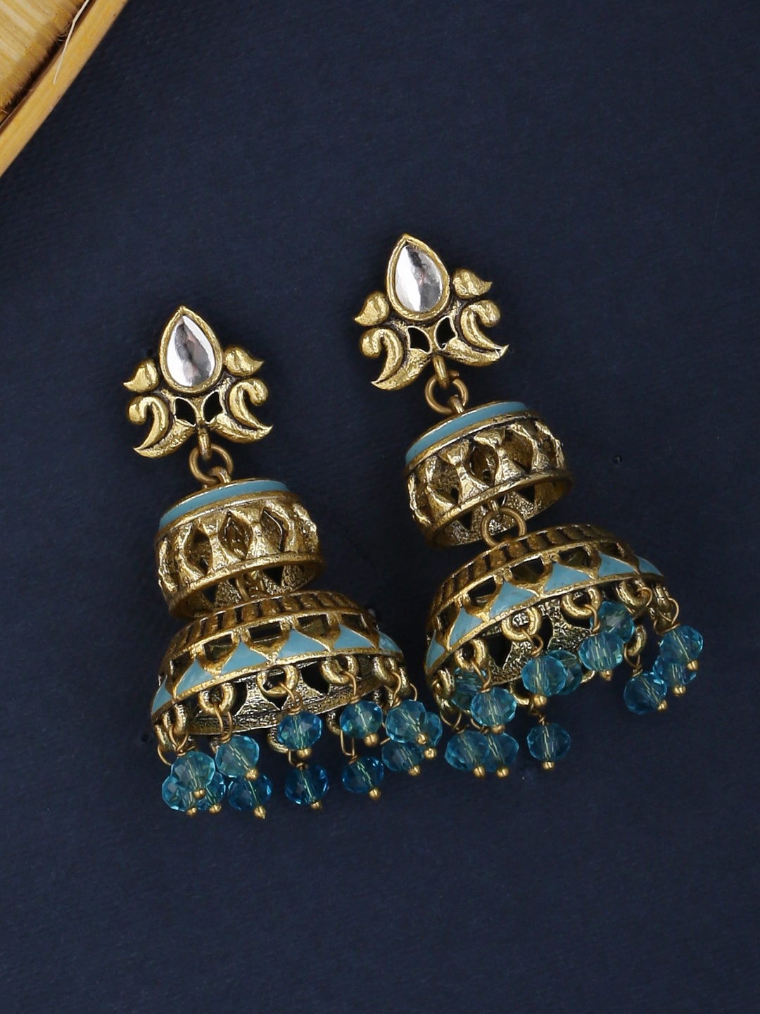 

Voylla Gold-Plated & Blue Classic Jhumkas