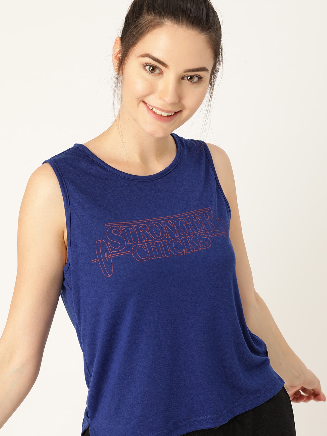 

DressBerry Women Blue Printed Round Neck T-shirt