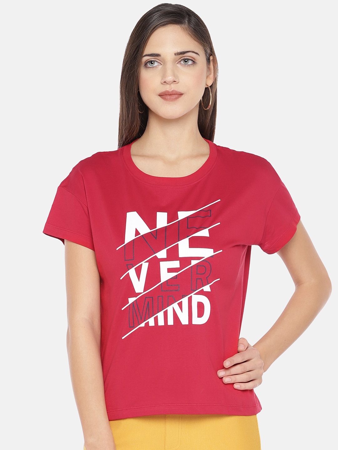 

Globus Women Red Printed Round Neck T-shirt