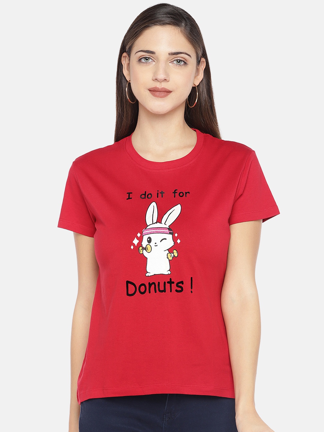 

Globus Women Red Printed Round Neck T-shirt