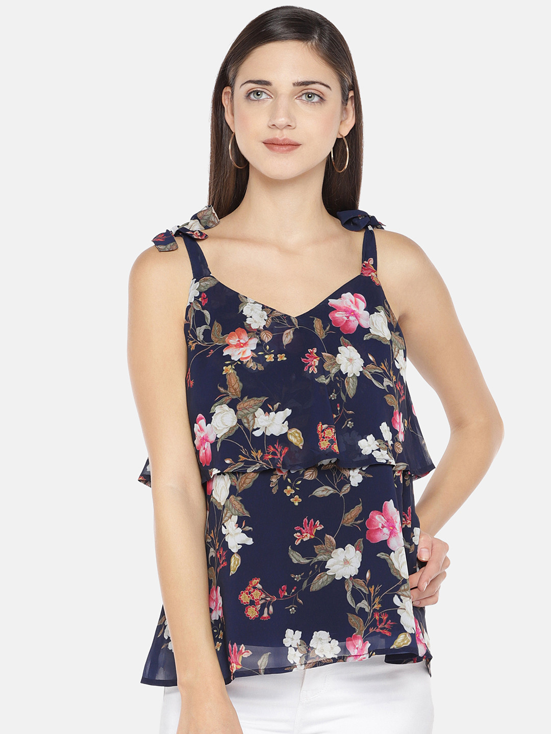 

Globus Women Navy Blue Printed Top
