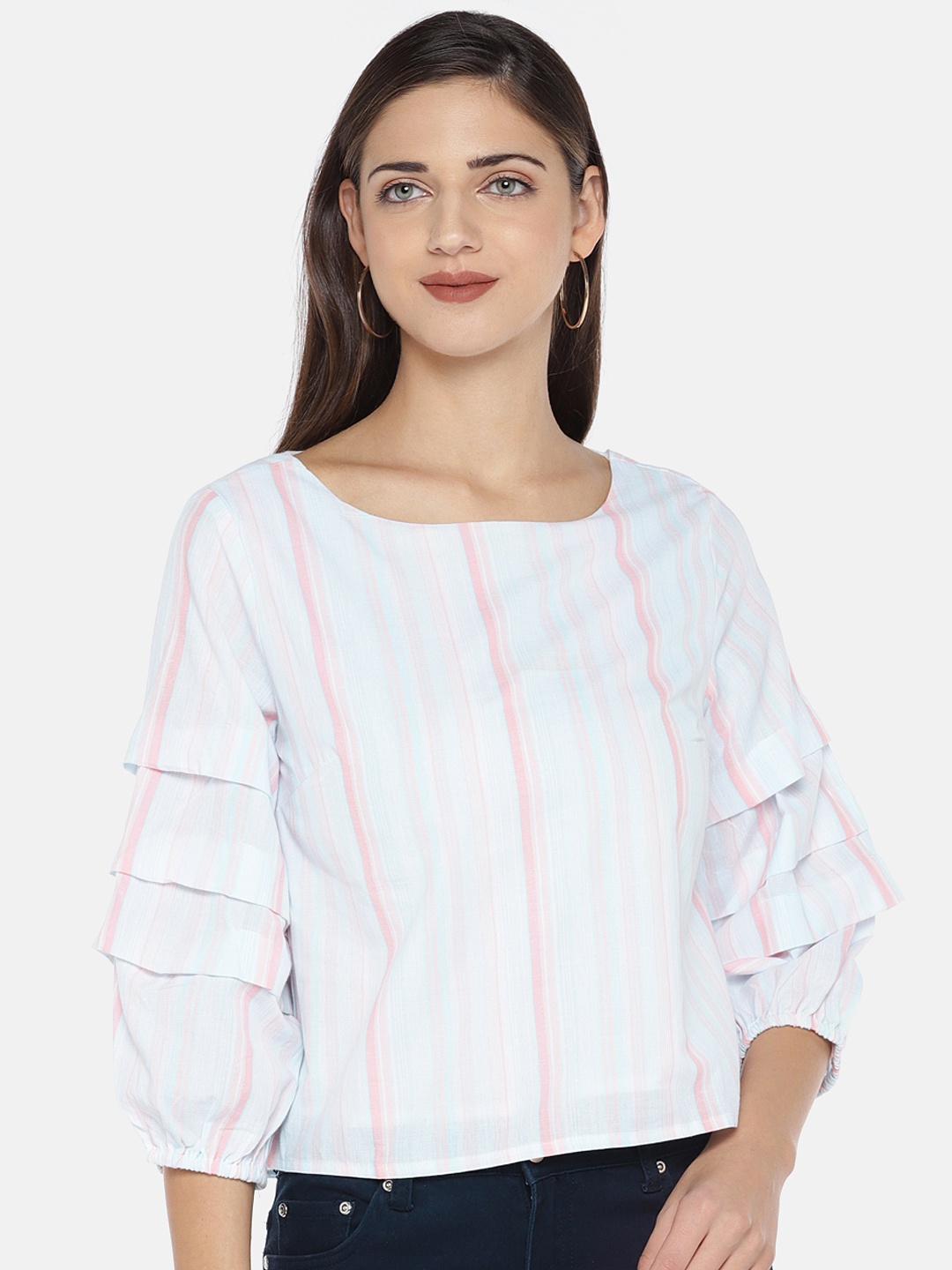 

Globus Women Pink Striped Top