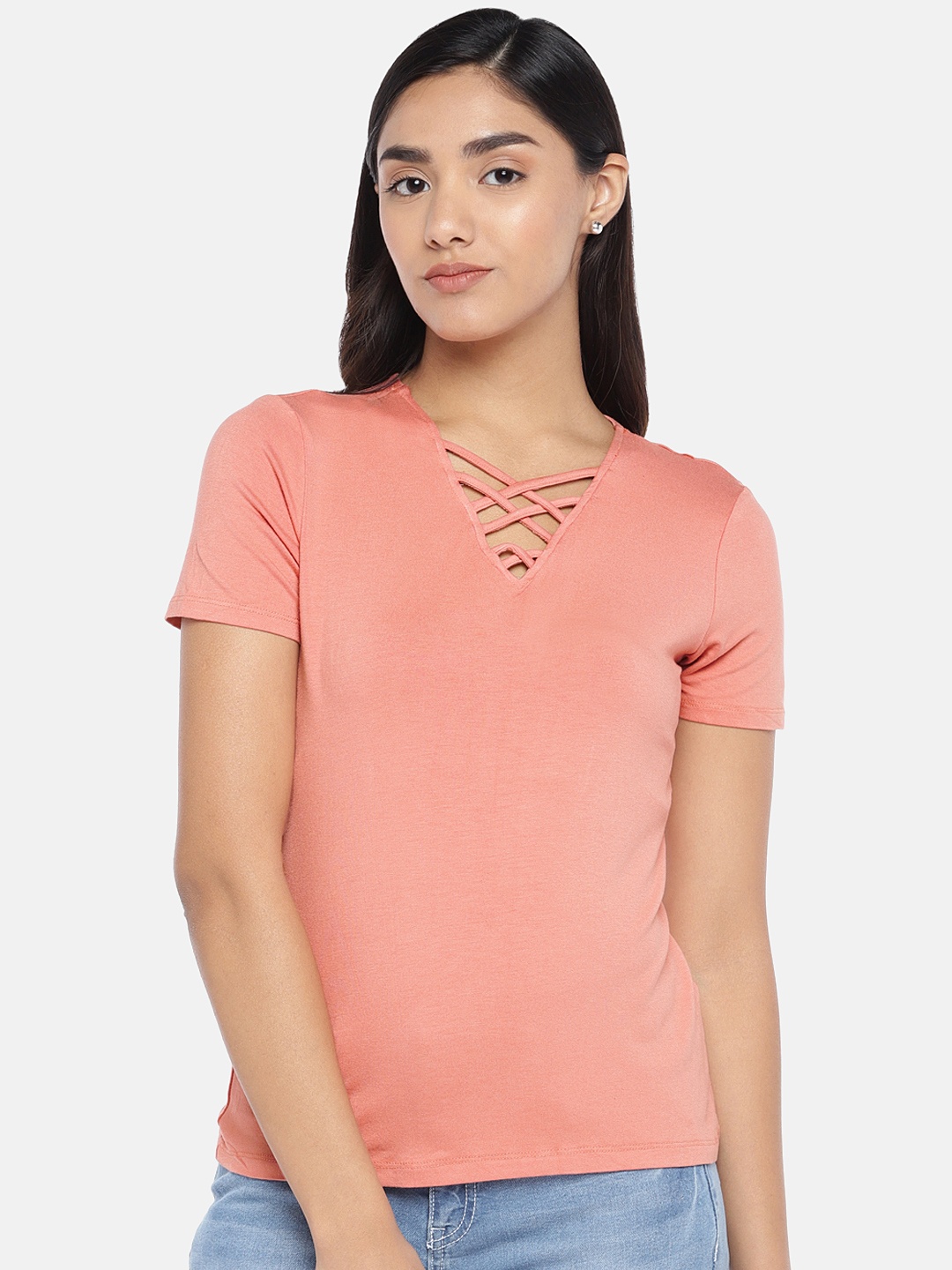 

Globus Women Peach-Coloured Solid Top