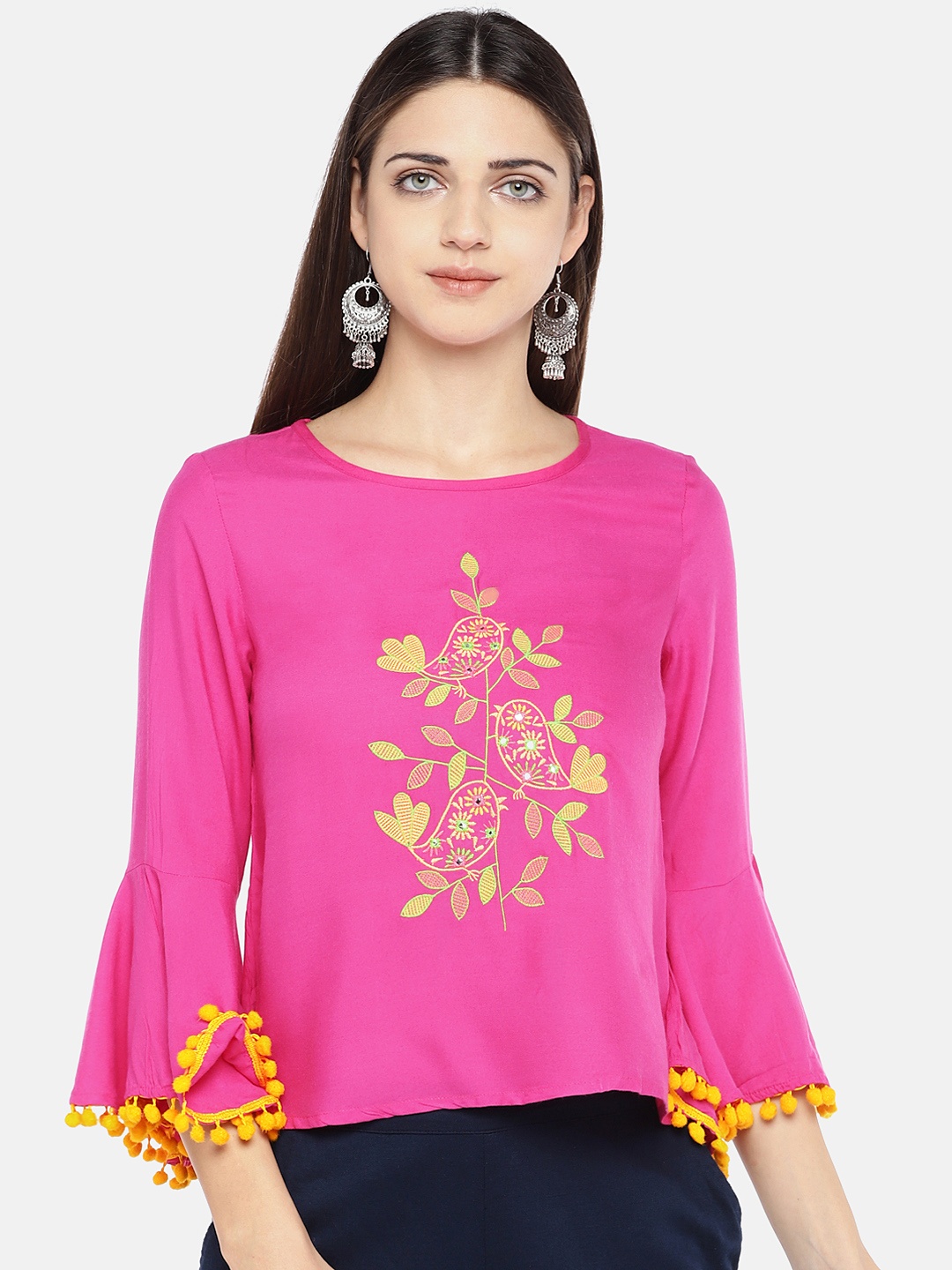 

Globus Women Pink Embroidered Top