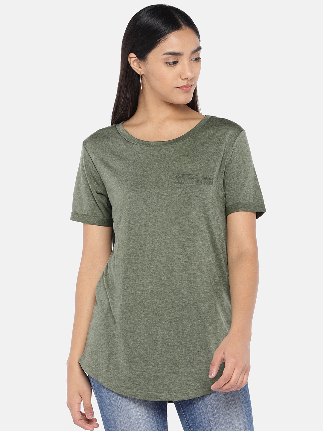 

Globus Women Olive Green Solid Top