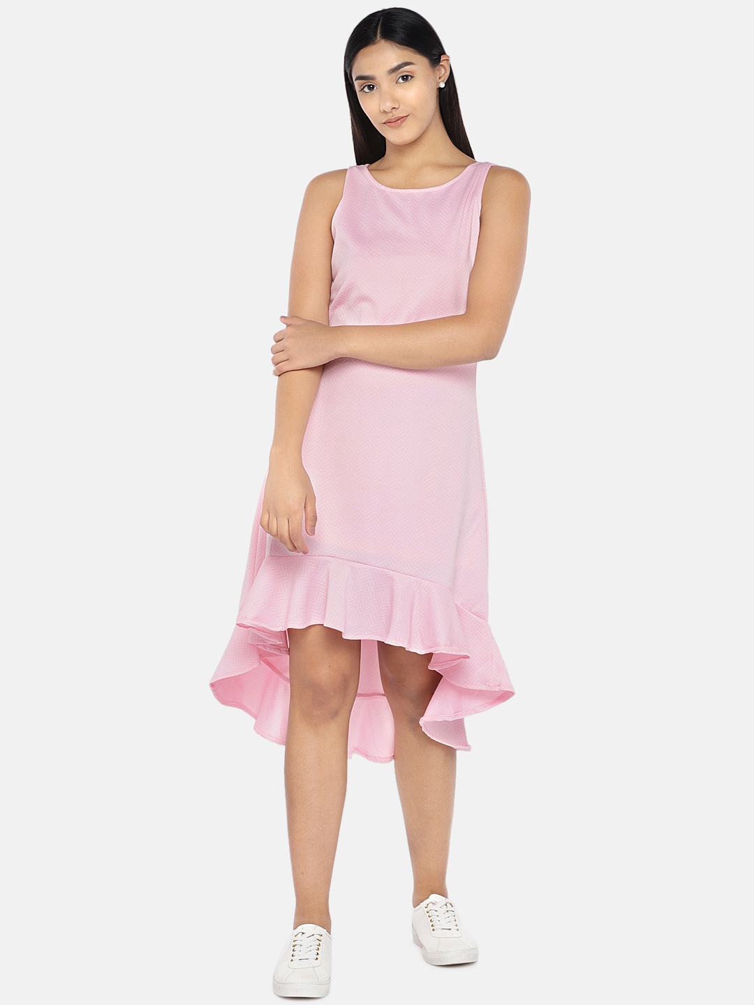 

Globus Women Pink Self Design A-Line Dress