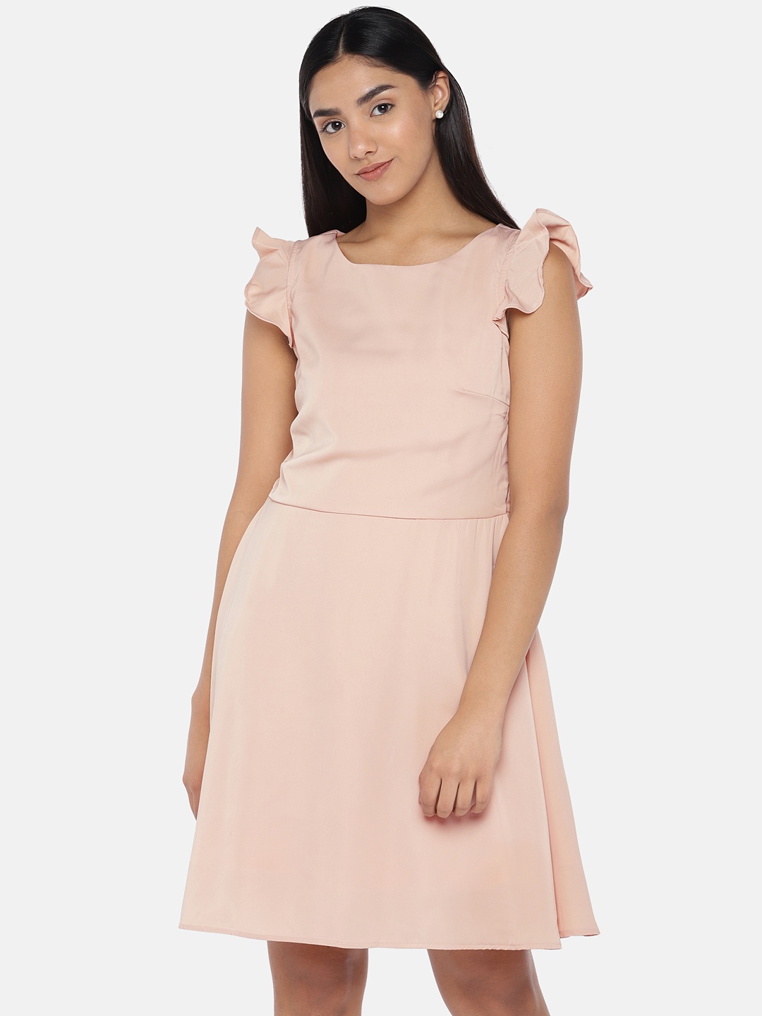 

Globus Women Nude-Coloured Solid A-Line Dress