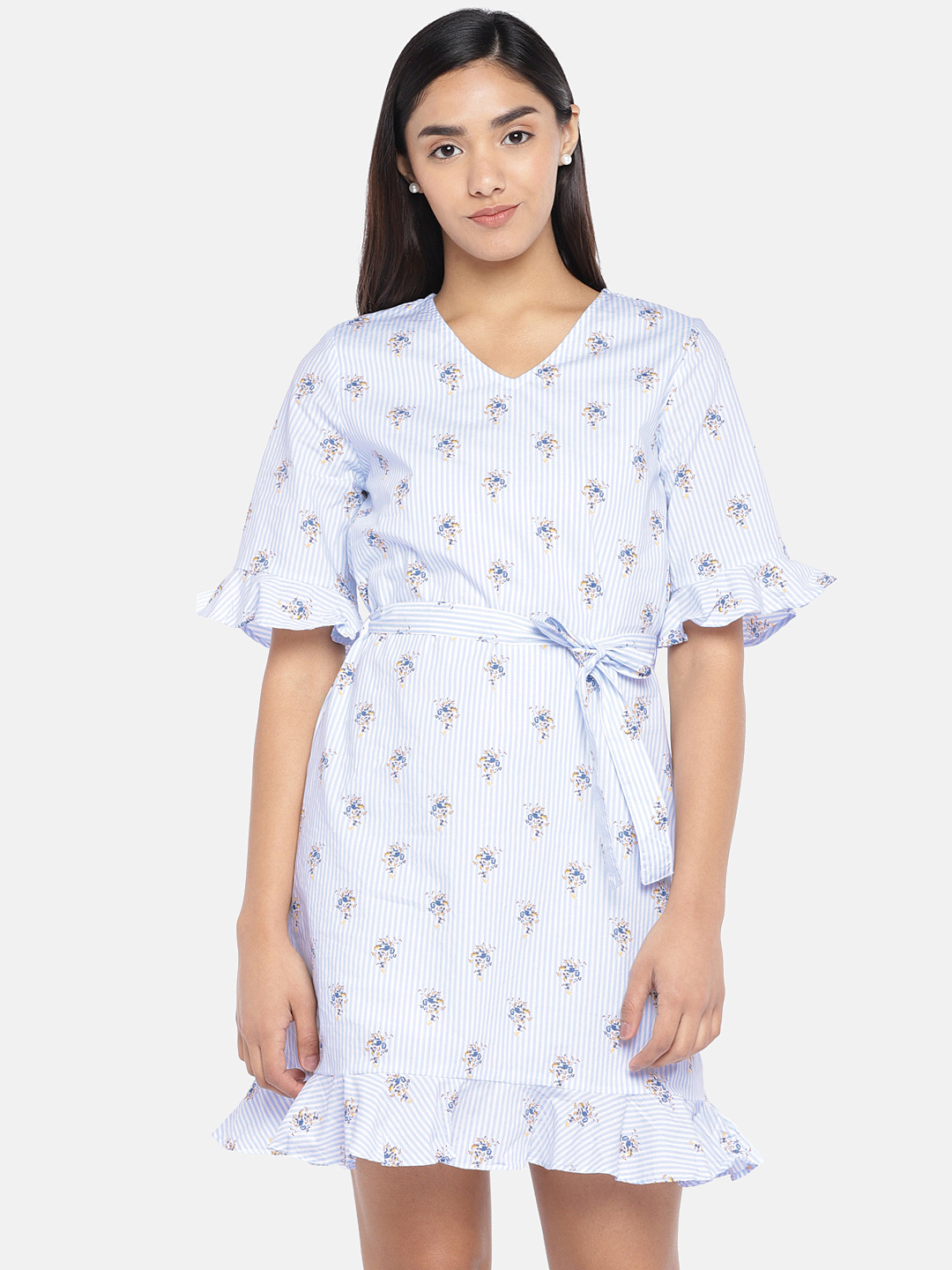

Globus Women Blue Striped Fit and Flare Dress