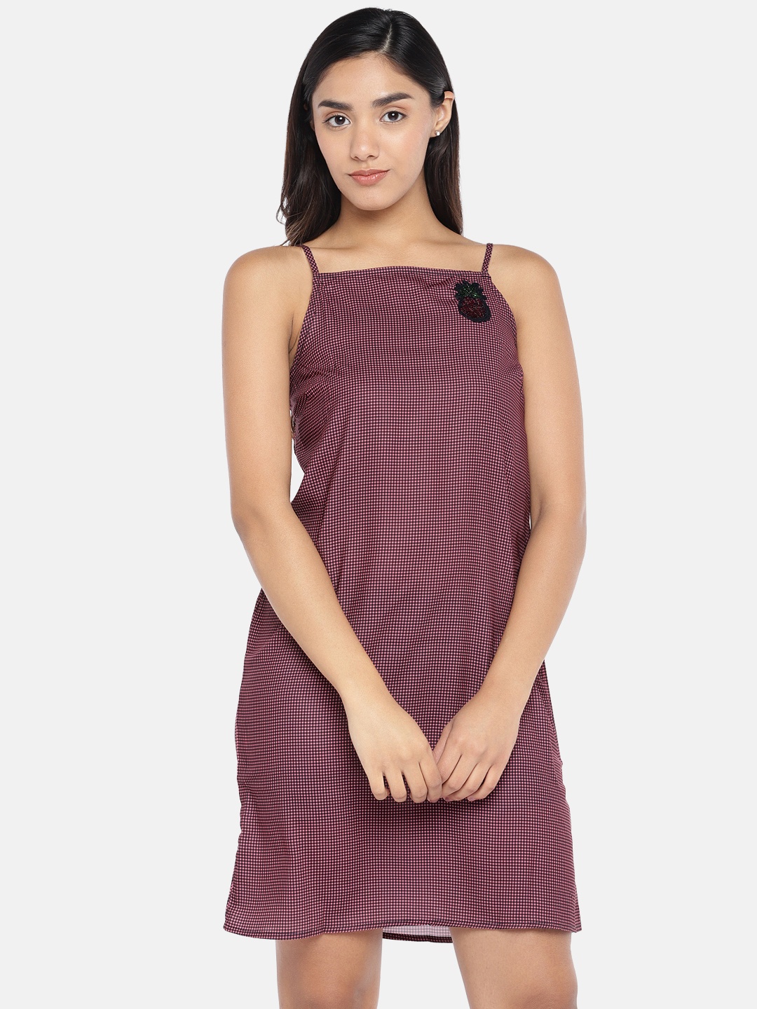 

Globus Women Pink Self-Checked A-Line Dress