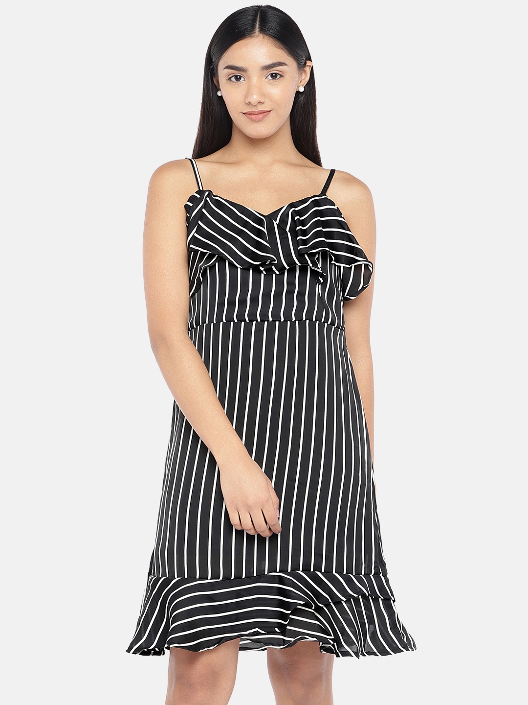 

Globus Women Black & White Striped A-Line Dress