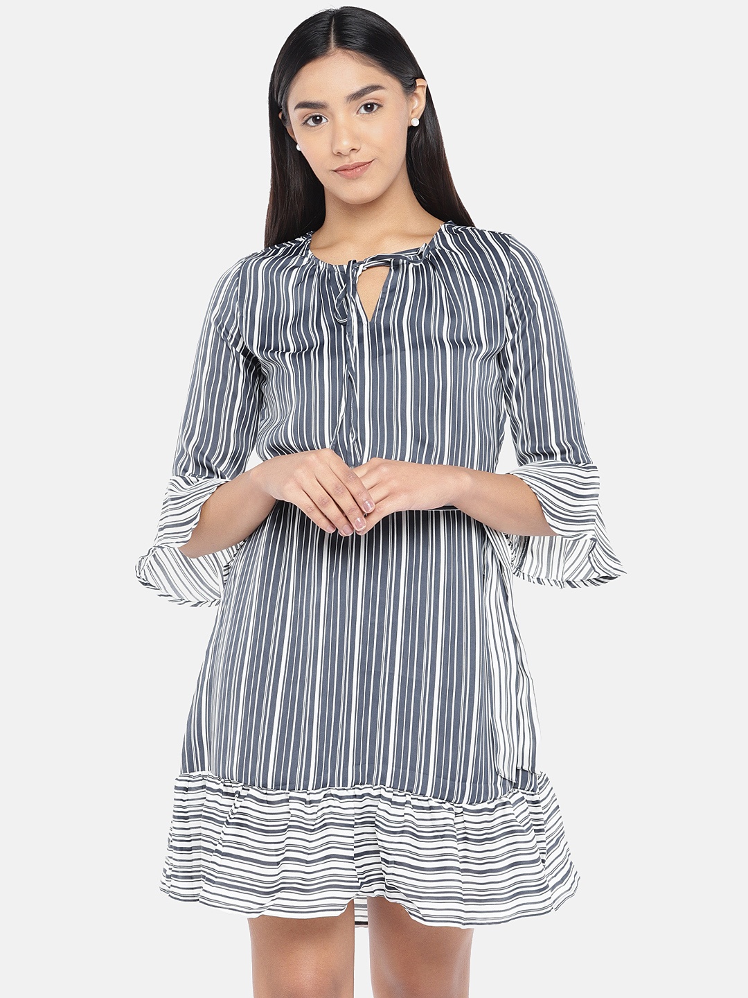 

Globus Women Black & White Striped A-Line Dress