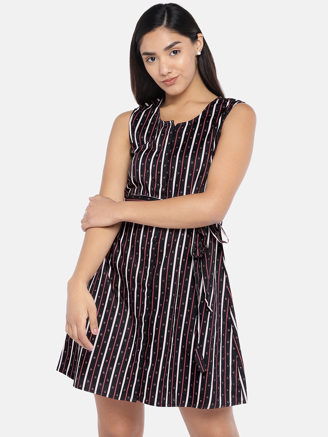 

Globus Women Black & White Striped A-Line Dress