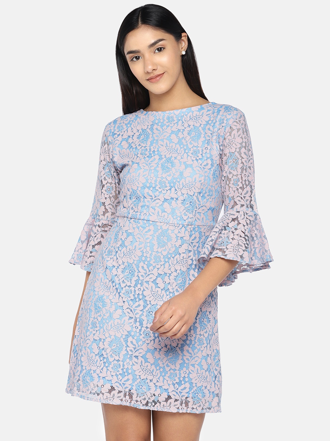 

Globus Women Pink Self Design Fit and Flare Dress