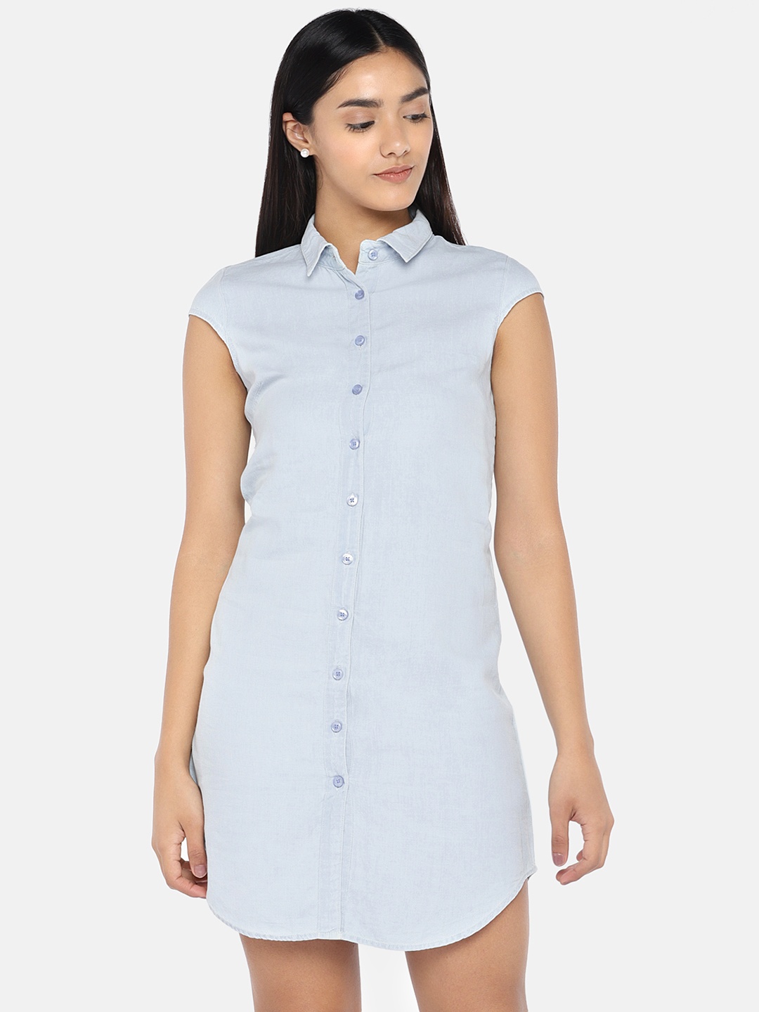 

Globus Women Blue Solid Shirt Dress