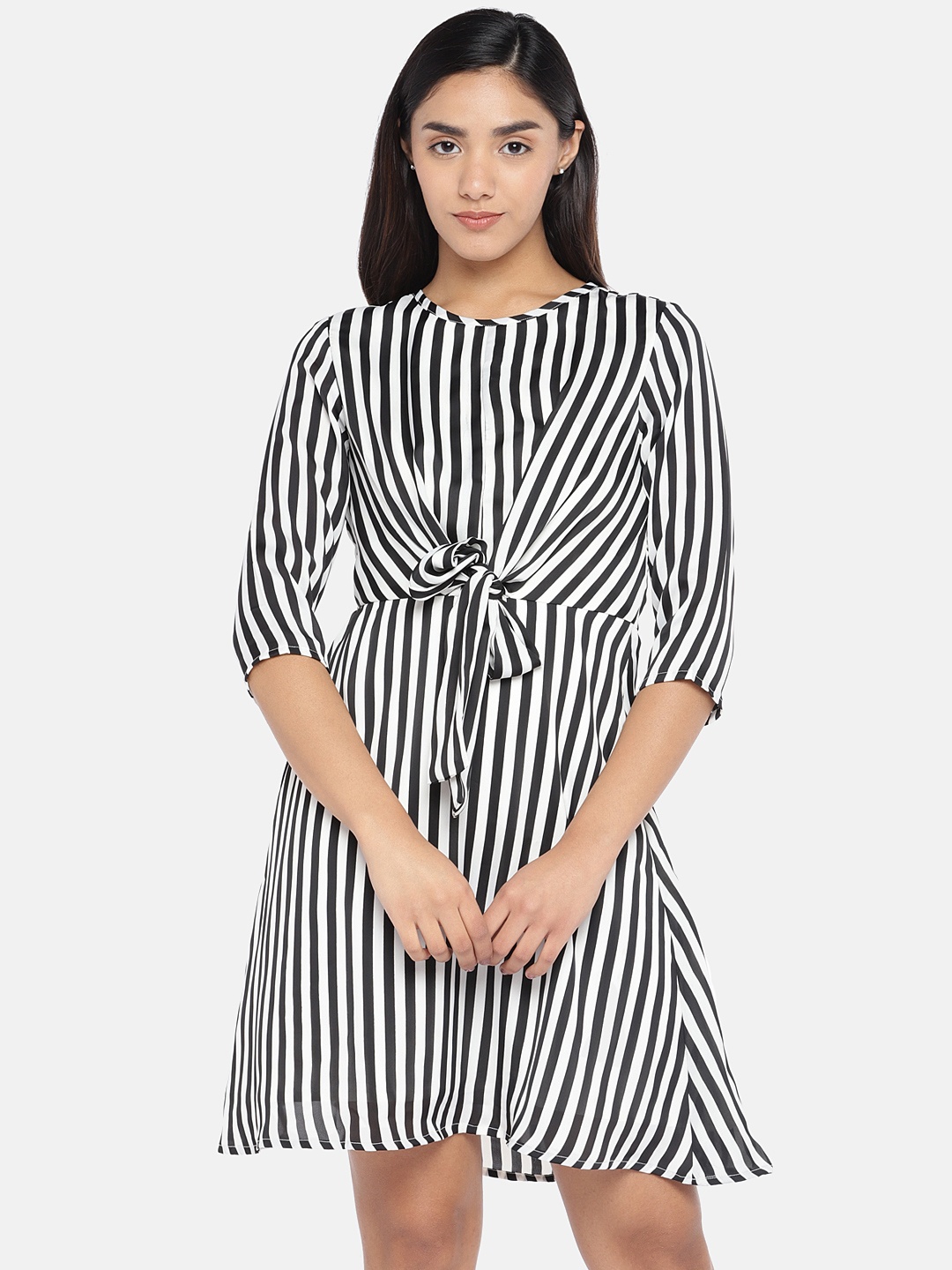 

Globus Women Black & White Striped A-Line Dress