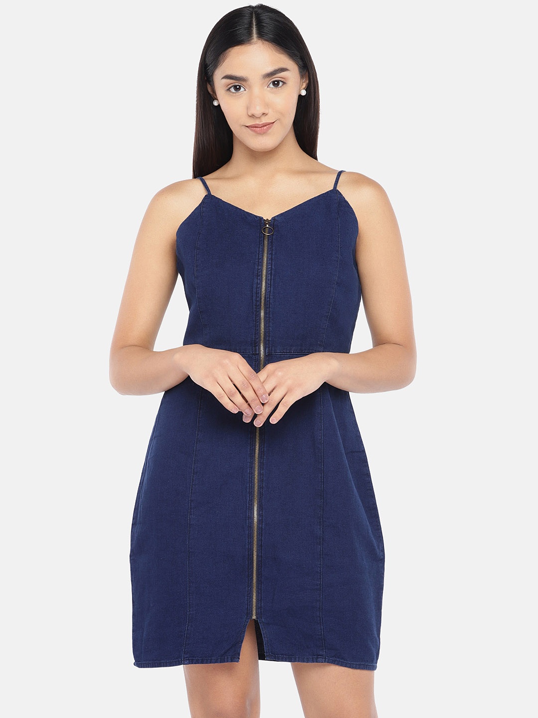 

Globus Women Blue Solid Sheath Dress