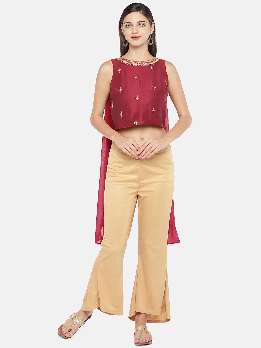 

Globus Women Maroon Solid Pure Cotton Top