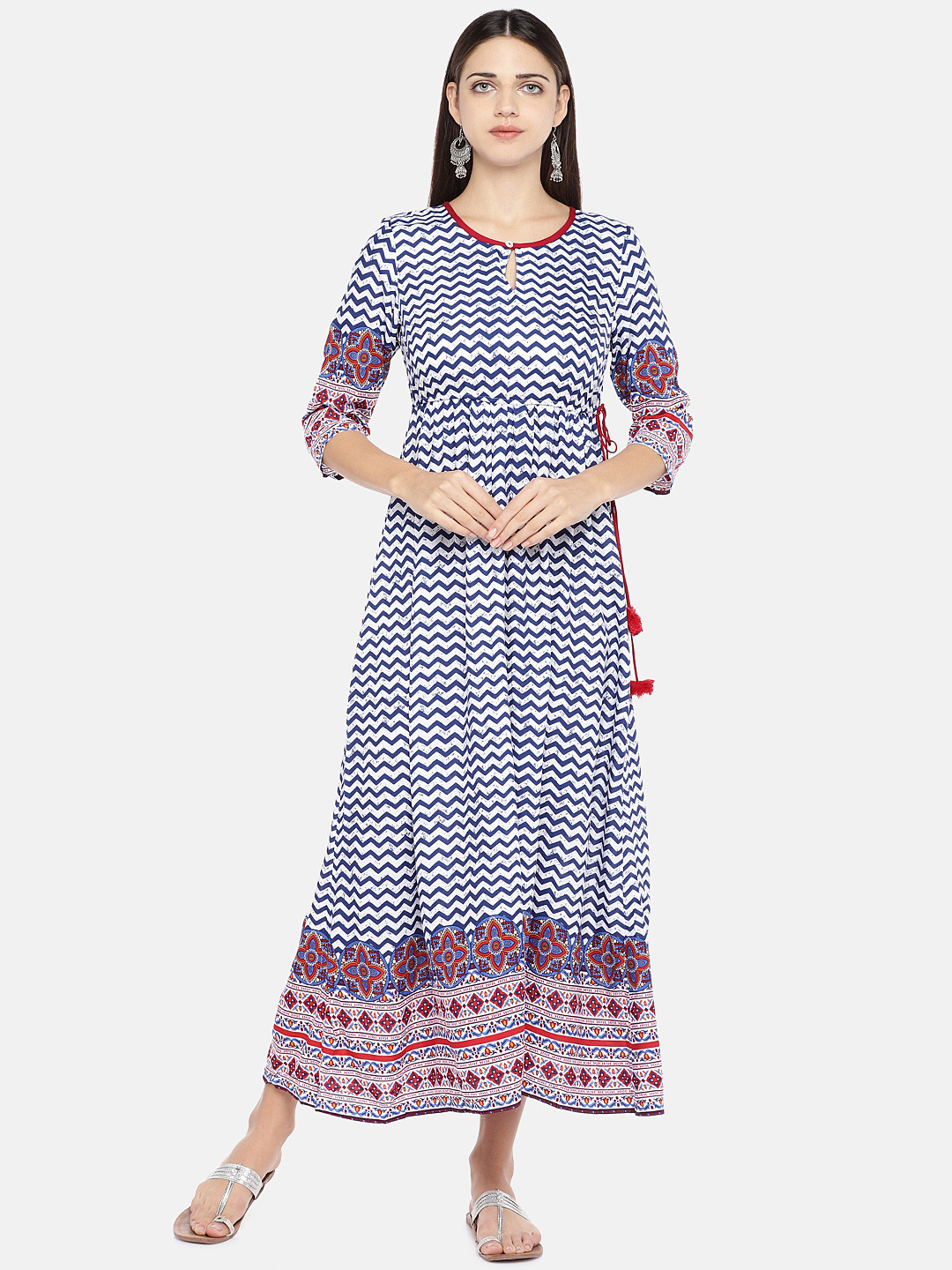 

Globus Women Navy Blue Printed Maxi Dress