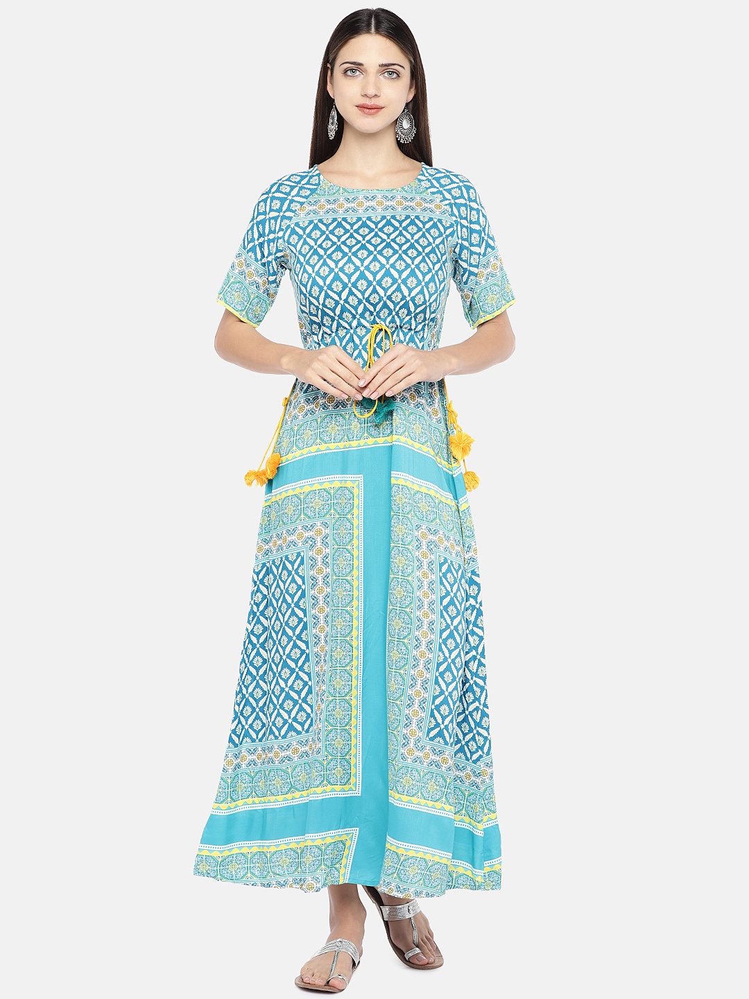 

Globus Women Blue Printed Maxi Dress