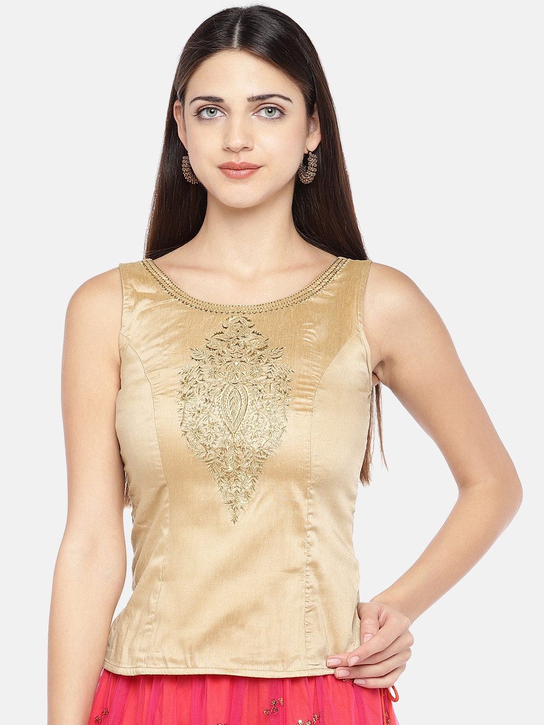

Globus Women Beige Embroidered Top