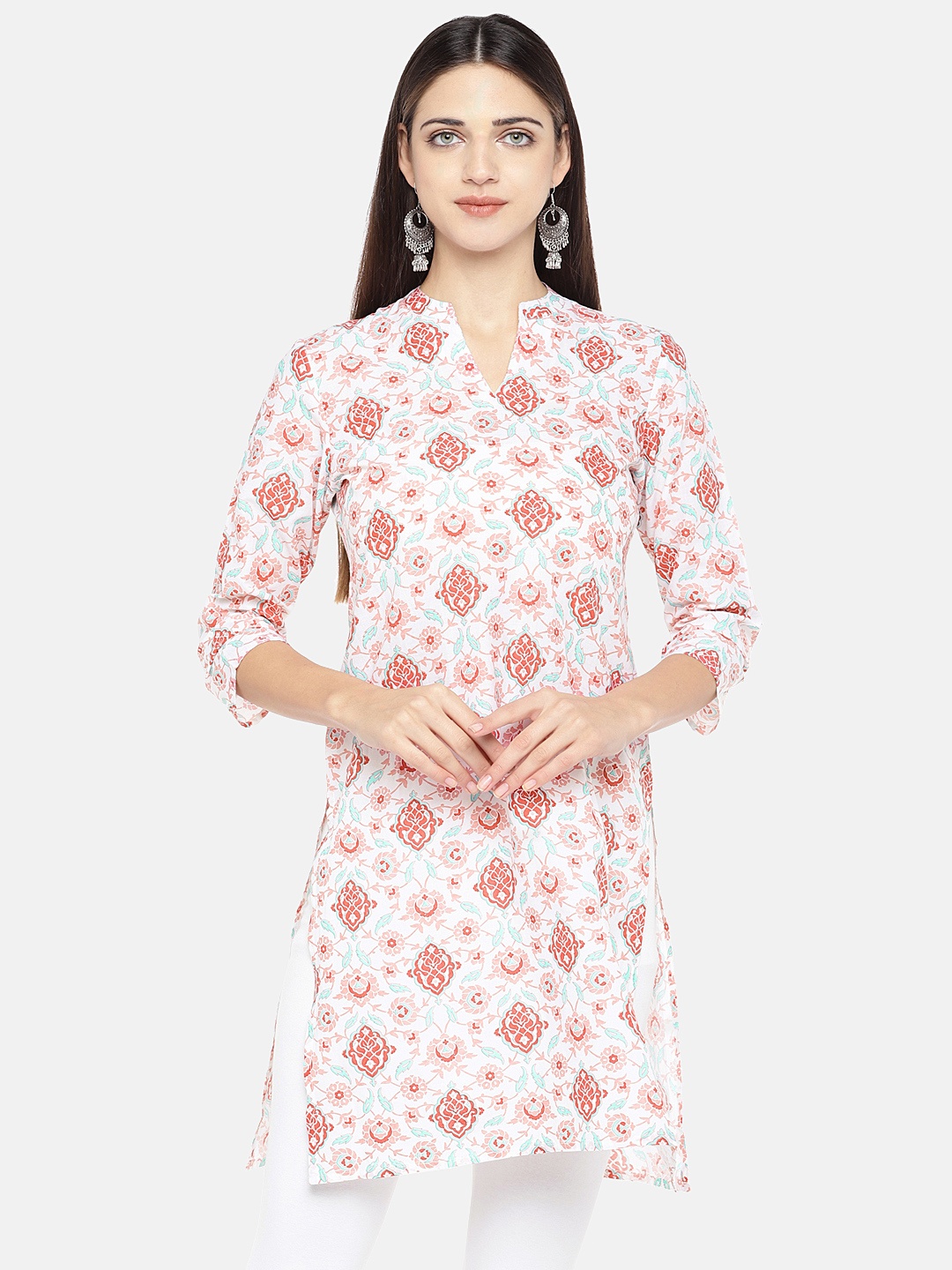 

Globus Women Pink Printed Straight Kurta