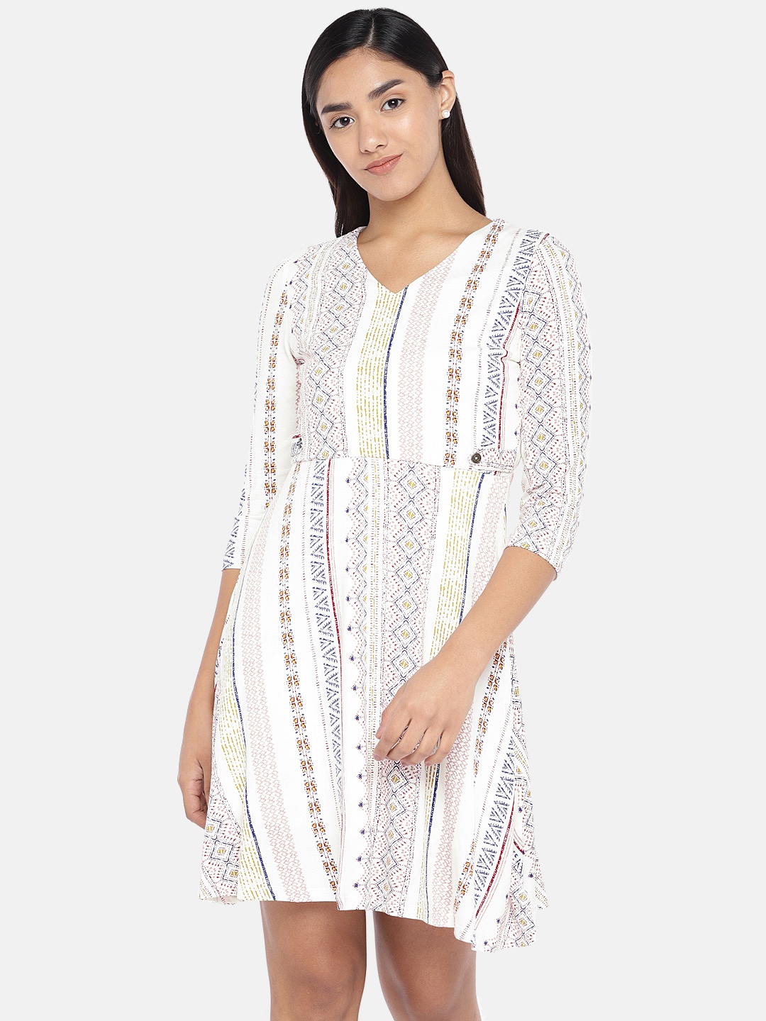 

Globus Women White Printed A-Line Dress
