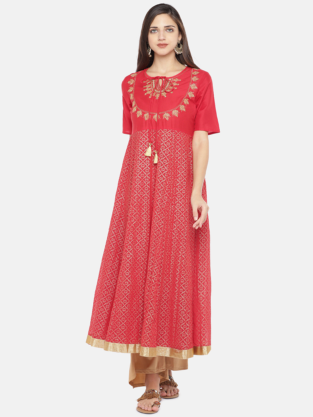 

Globus Women Red Printed Anarkali Kurta