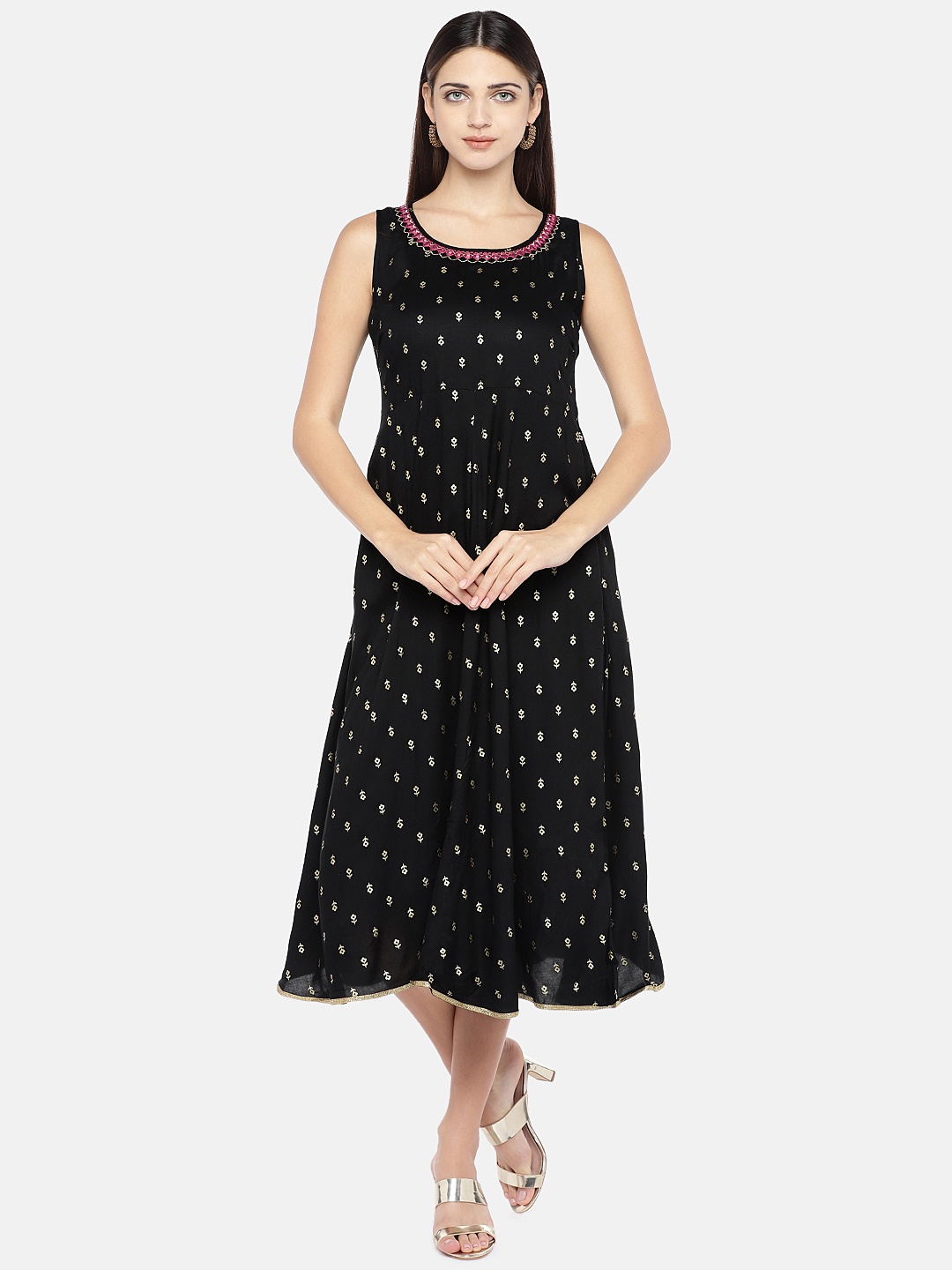 

Globus Women Black Printed Fit and Flare Dress