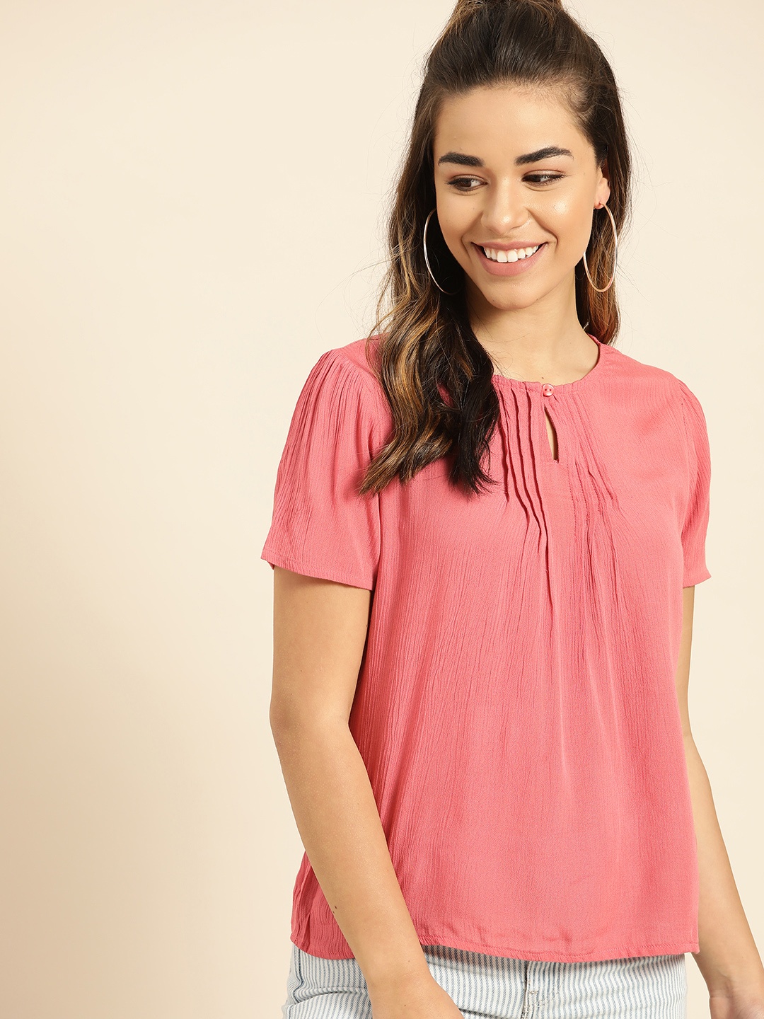 

DressBerry Women Pink Solid Top