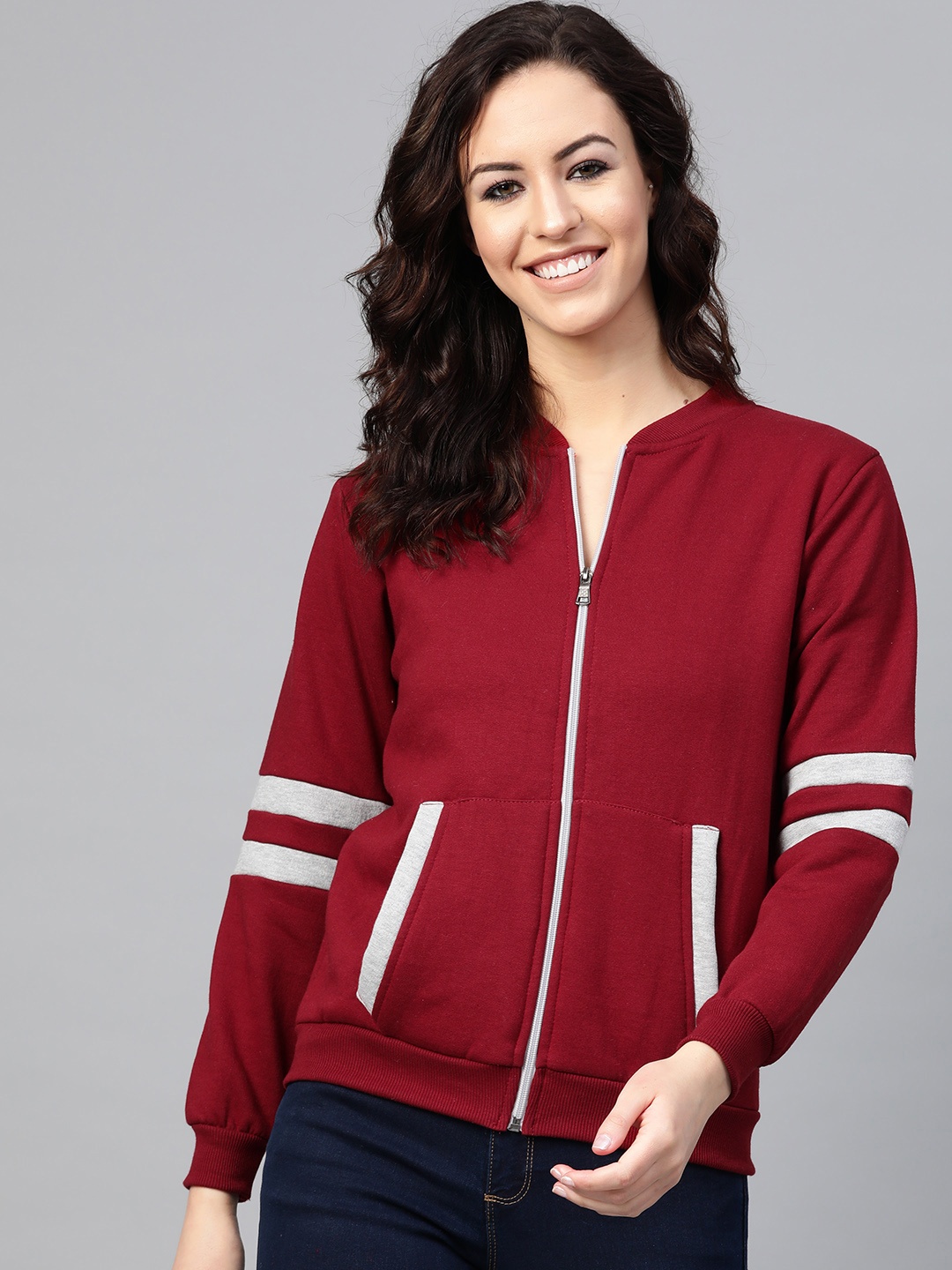 

VOXATI Women Maroon Solid Sweatshirt