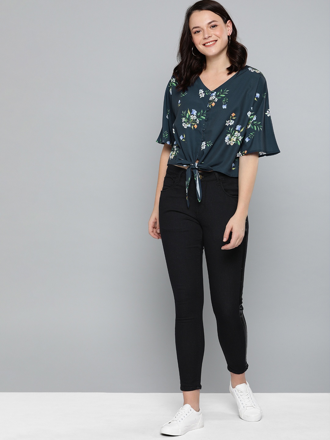 

Mast & Harbour Women Navy Blue Printed Top