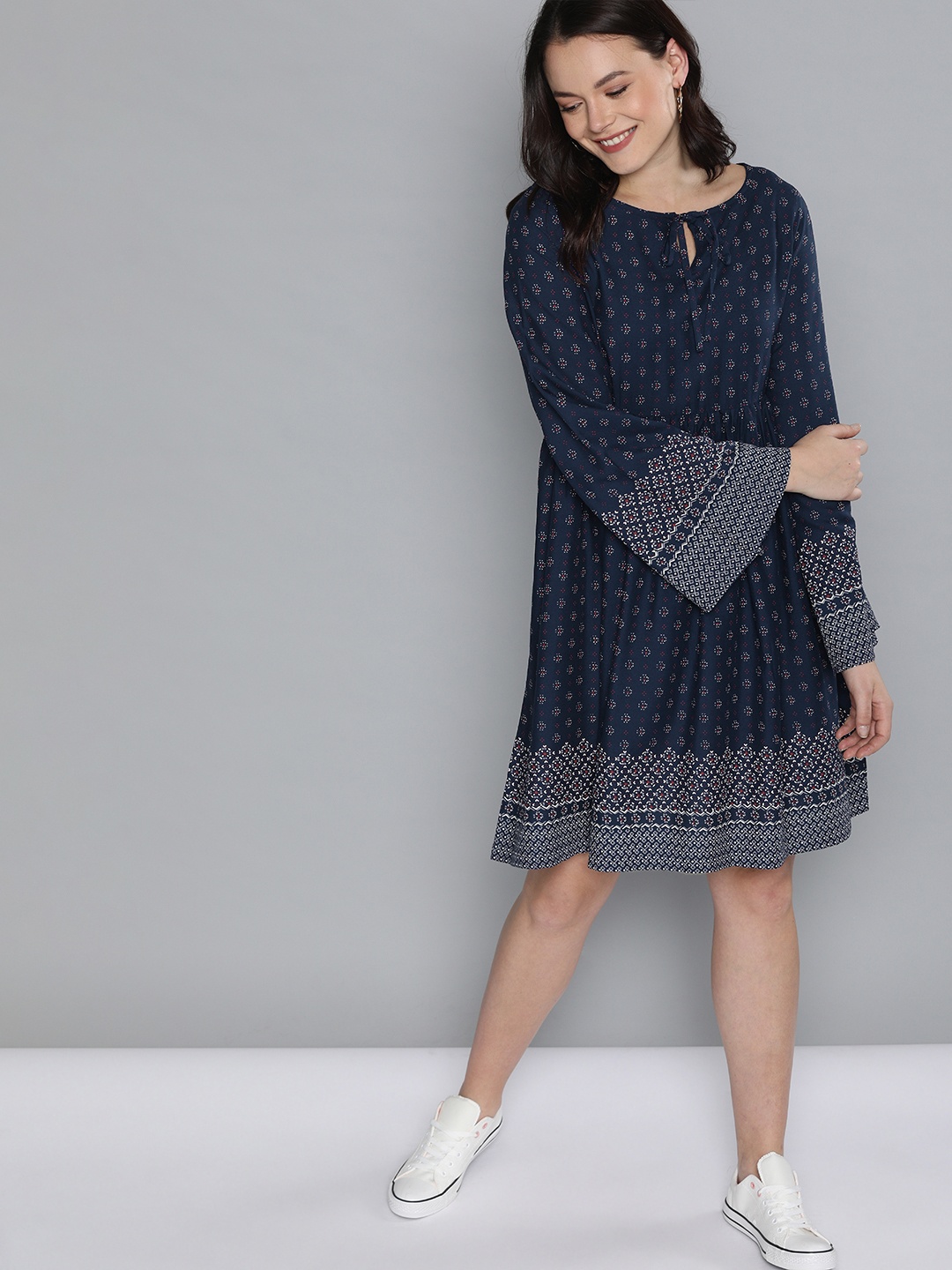 

Mast & Harbour Women Navy Blue Printed A-Line Dress