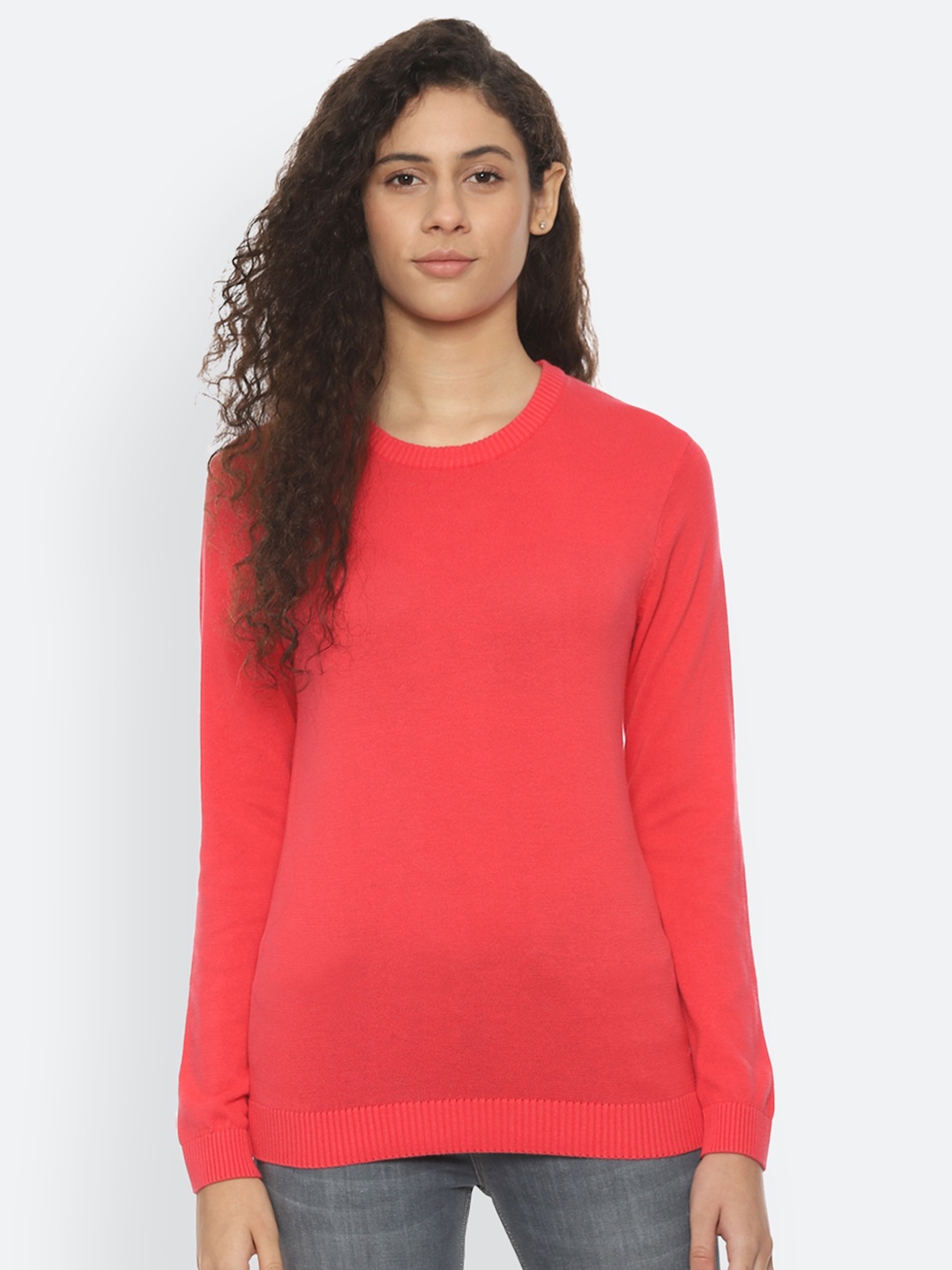 

People Women Red Solid Pullover Sweater